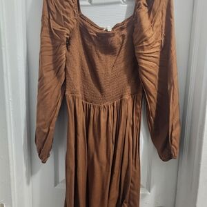Copper Key Long Sleeve Brown Dress